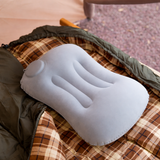 Inflatable Camping Pillow with Built-In Pump – Ultralight Backpacking Travel Pillow for Neck & Lumbar Support