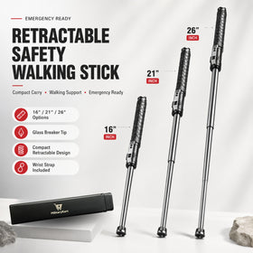 Retractable Safety Walking Stick – Emergency Car Escape Tool with Glass Breaker