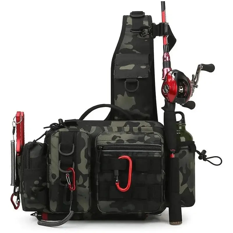 camo fishing rod holder Fishing Backpack with Rod Holder – Waterproof Tactical Tackle Bag –  MilitaryKart