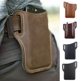 Leather Phone Holster for Men – Belt Clip Cell Phone Holster Pouch for iPhone & Smartphones