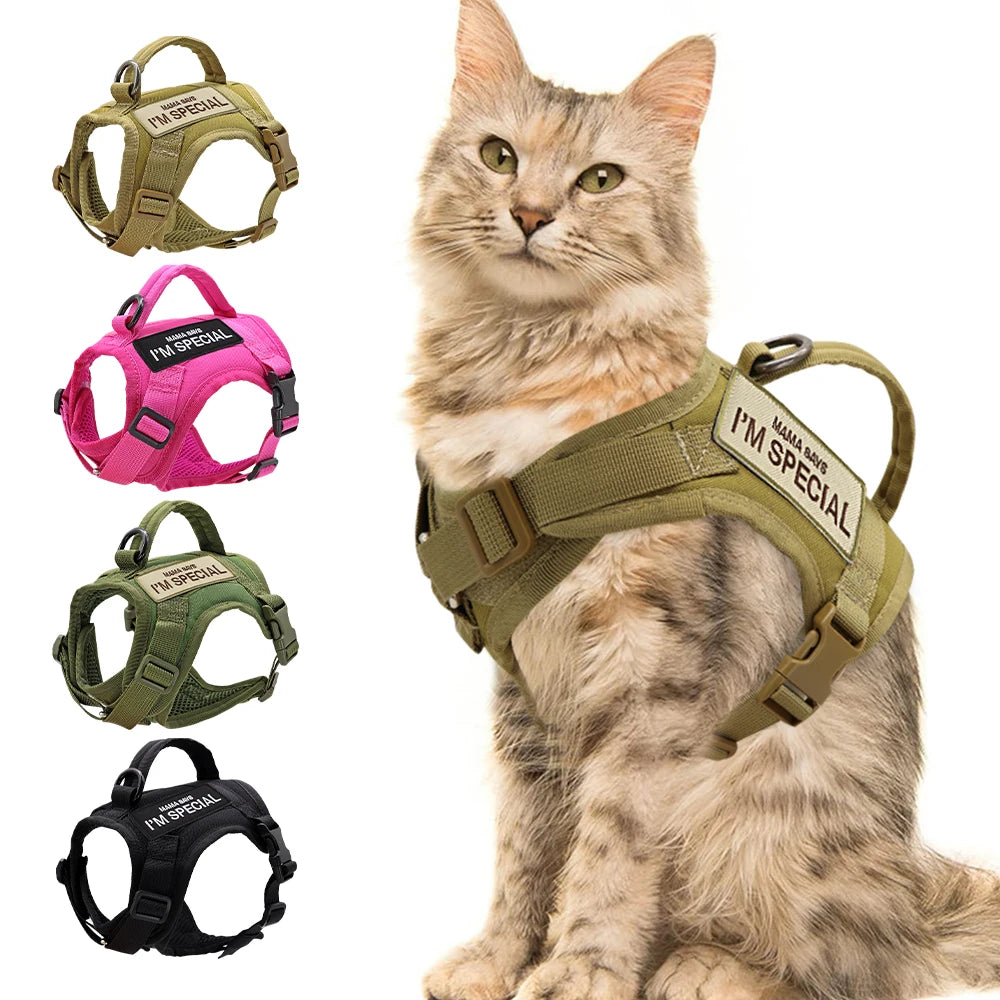 cat gear Cat Harness Vest – Tactical Military-Grade Nylon with Leash Clip & Patch