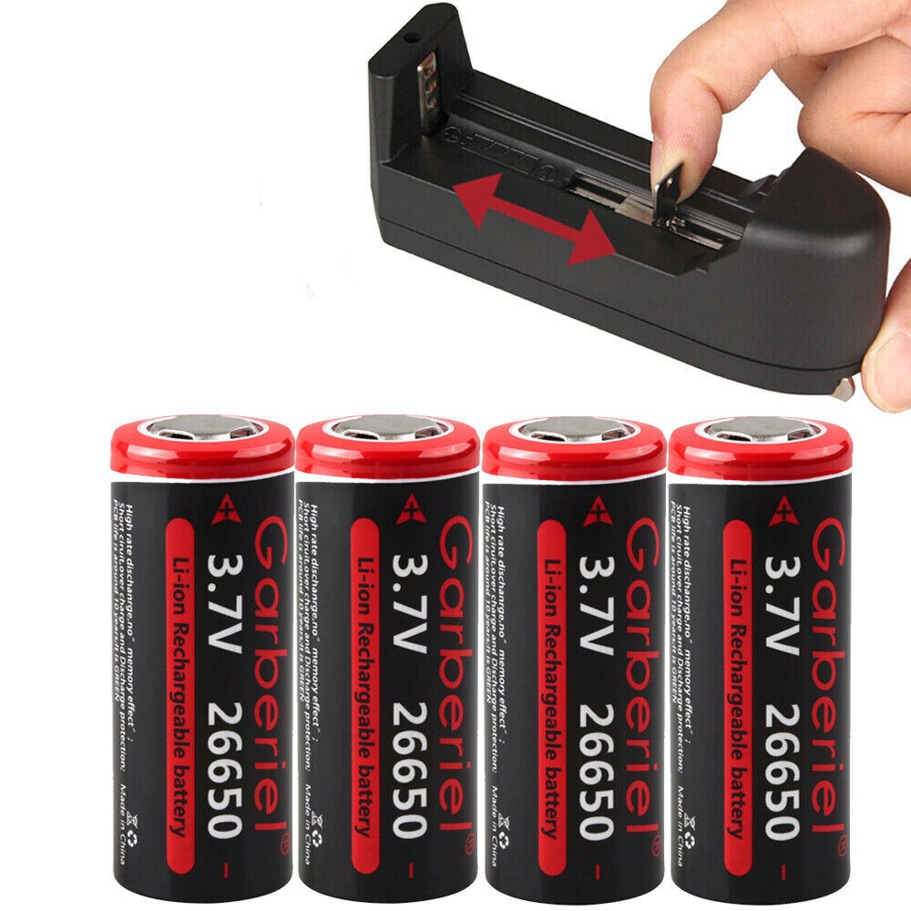 26650 Battery 5000mAh Rechargeable 3.7V High Drain For LED