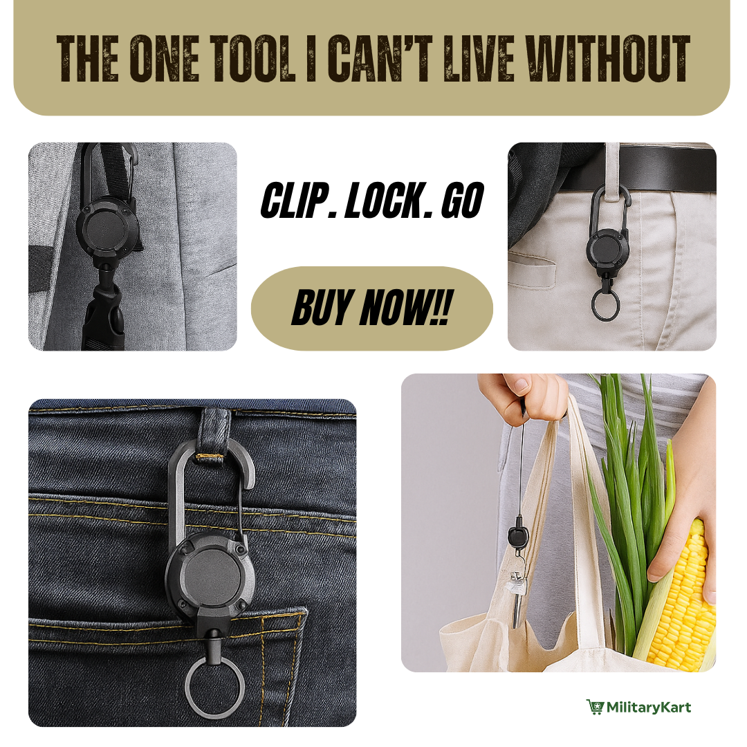 Heavy Duty Retractable Keychain - Key Holder with a Retractable Kevlar Cord