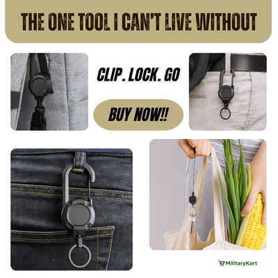 Heavy Duty Retractable Keychain - Key Holder with a Retractable Kevlar Cord