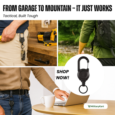 Heavy Duty Retractable Keychain - Key Holder with a Retractable Kevlar Cord
