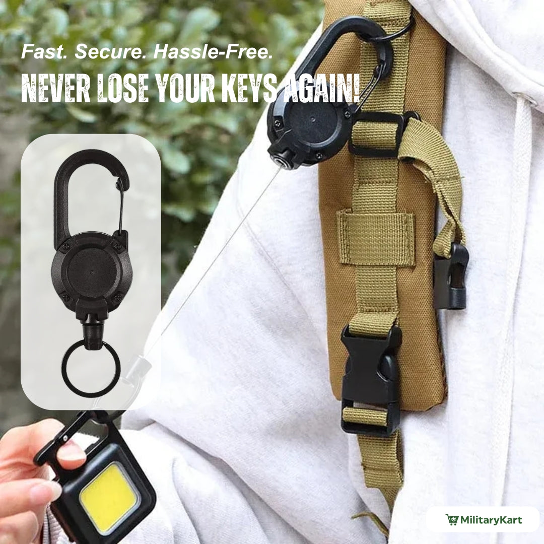 Heavy Duty Retractable Keychain - Key Holder with a Retractable Kevlar Cord