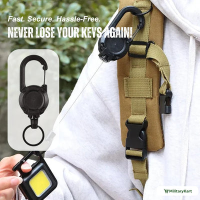 Heavy Duty Retractable Keychain - Key Holder with a Retractable Kevlar Cord