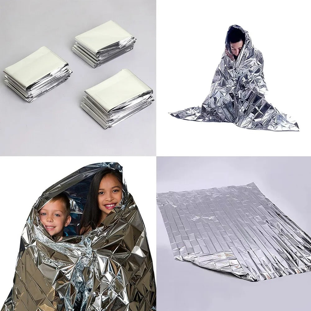 4-Pack Emergency Mylar Thermal Blankets - 84" X 52" Survival Safety For Hiking, Camping