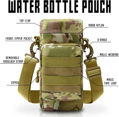 Tactical MOLLE Water Bottle Pouch – Insulated Carrier with Detachable Strap