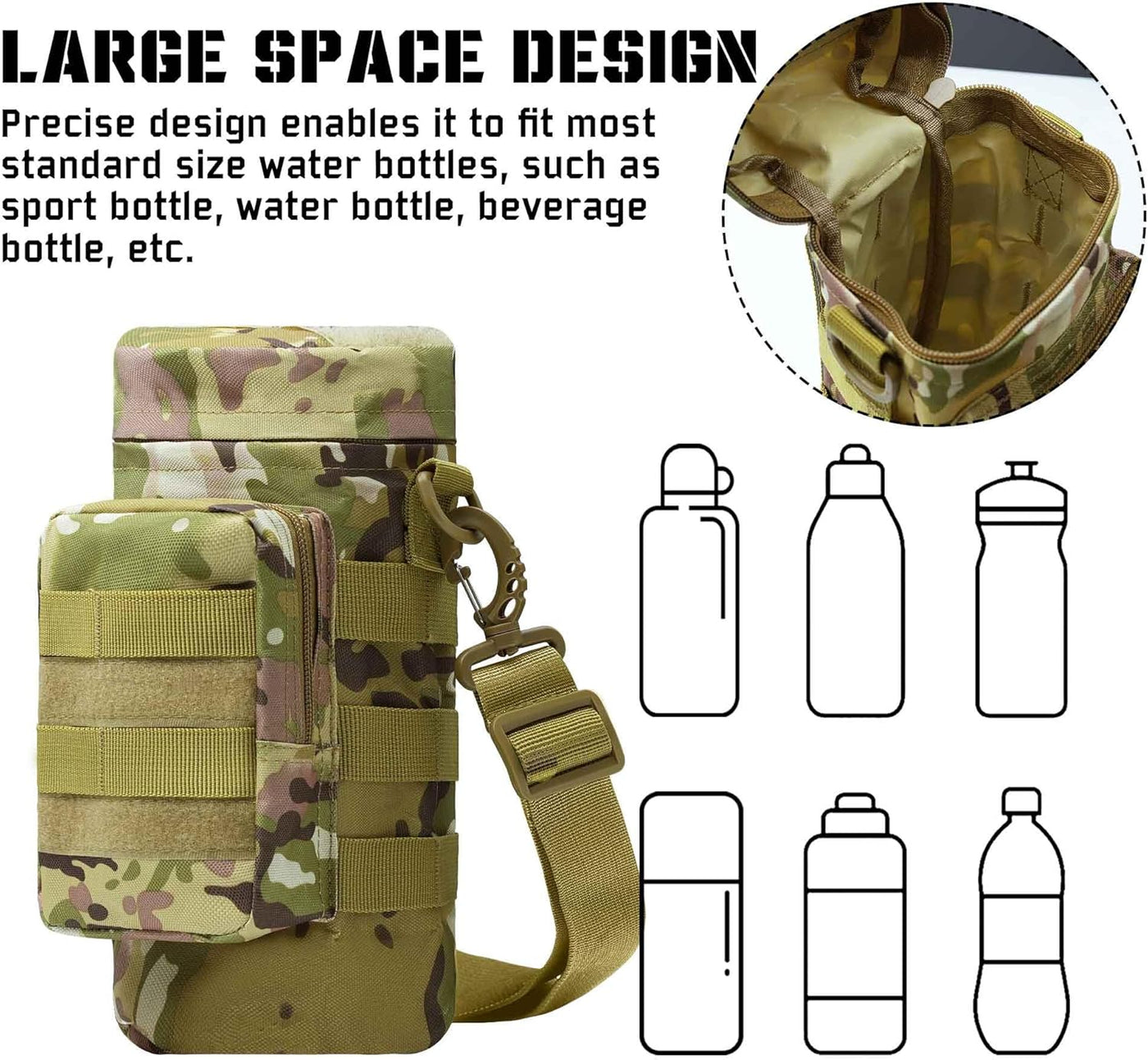 Tactical MOLLE Water Bottle Pouch – Insulated Carrier with Detachable Strap