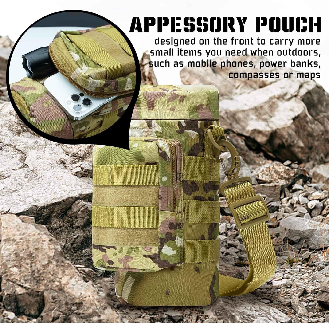 Tactical MOLLE Water Bottle Pouch – Insulated Carrier with Detachable Strap