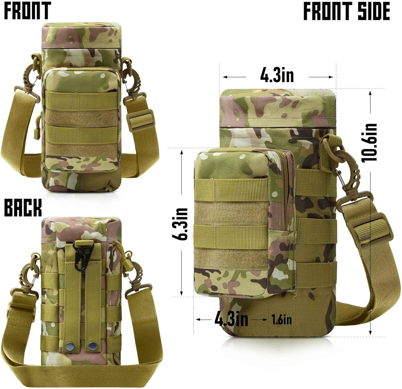 Tactical MOLLE Water Bottle Pouch – Insulated Carrier with Detachable Strap
