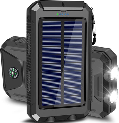 10,000mAH Solar-USB Dual Charger Waterproof Shockproof with LED Light