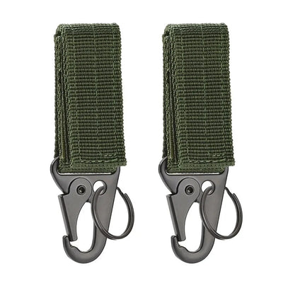 2 PCs Tactical Gear Clip: Nylon Key Ring Holder & Molle Hook Carabiner