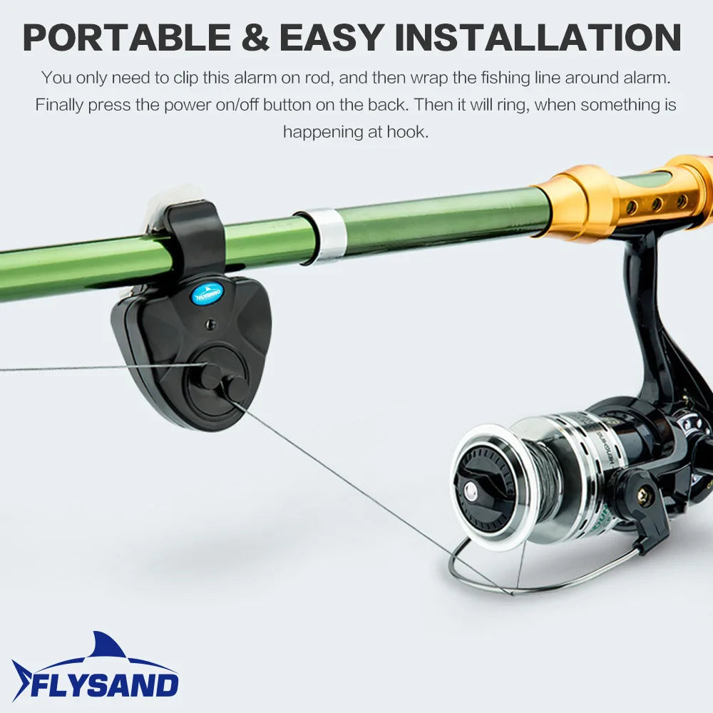 electronic fishing pole alarm Fishing Bite Alarm Electronic Finder Alert Bell LED Light Clip On Rod Black Black