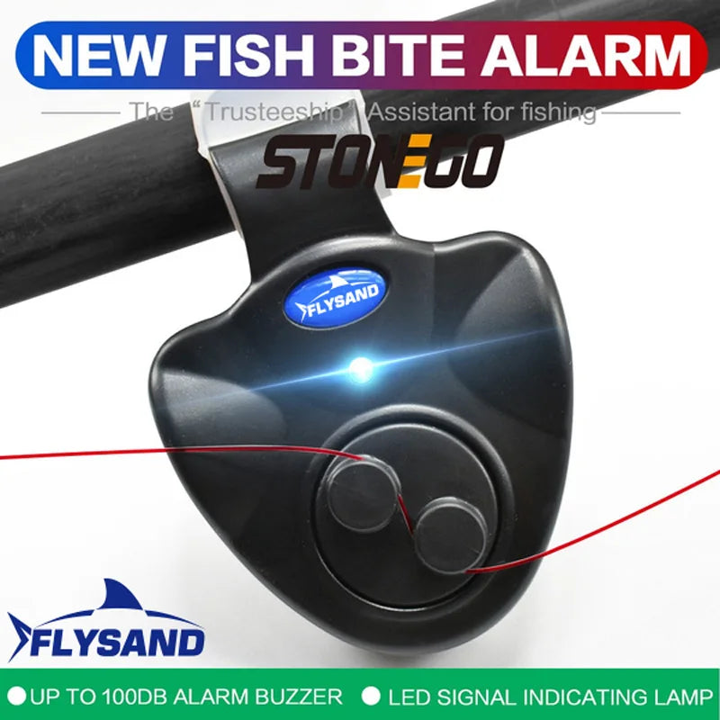 electronic fishing bite alarm led pole Fishing Bite Alarm Electronic Finder Alert Bell LED Light Clip On Rod Black Black
