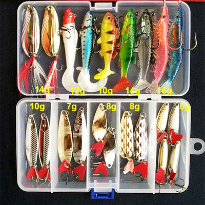 All-in-One Fishing Lure Kit – Hard Artificial Lures, Soft Baits, Metal Jigs & Tackle Box