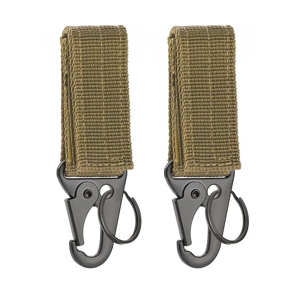 2 PCs Tactical Gear Clip: Nylon Key Ring Holder & Molle Hook Carabiner