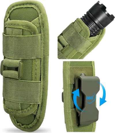 Tactical Flashlight Pouch with 360° Rotatable Belt Clip Holster