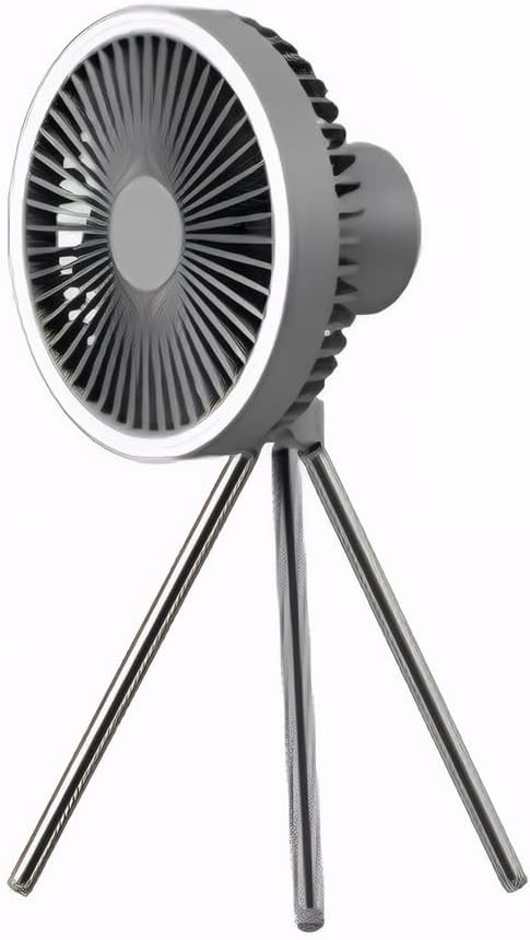 Portable Rechargeable Camping Fan with Light & Tripod – Foldable Outdoor Desk Fan