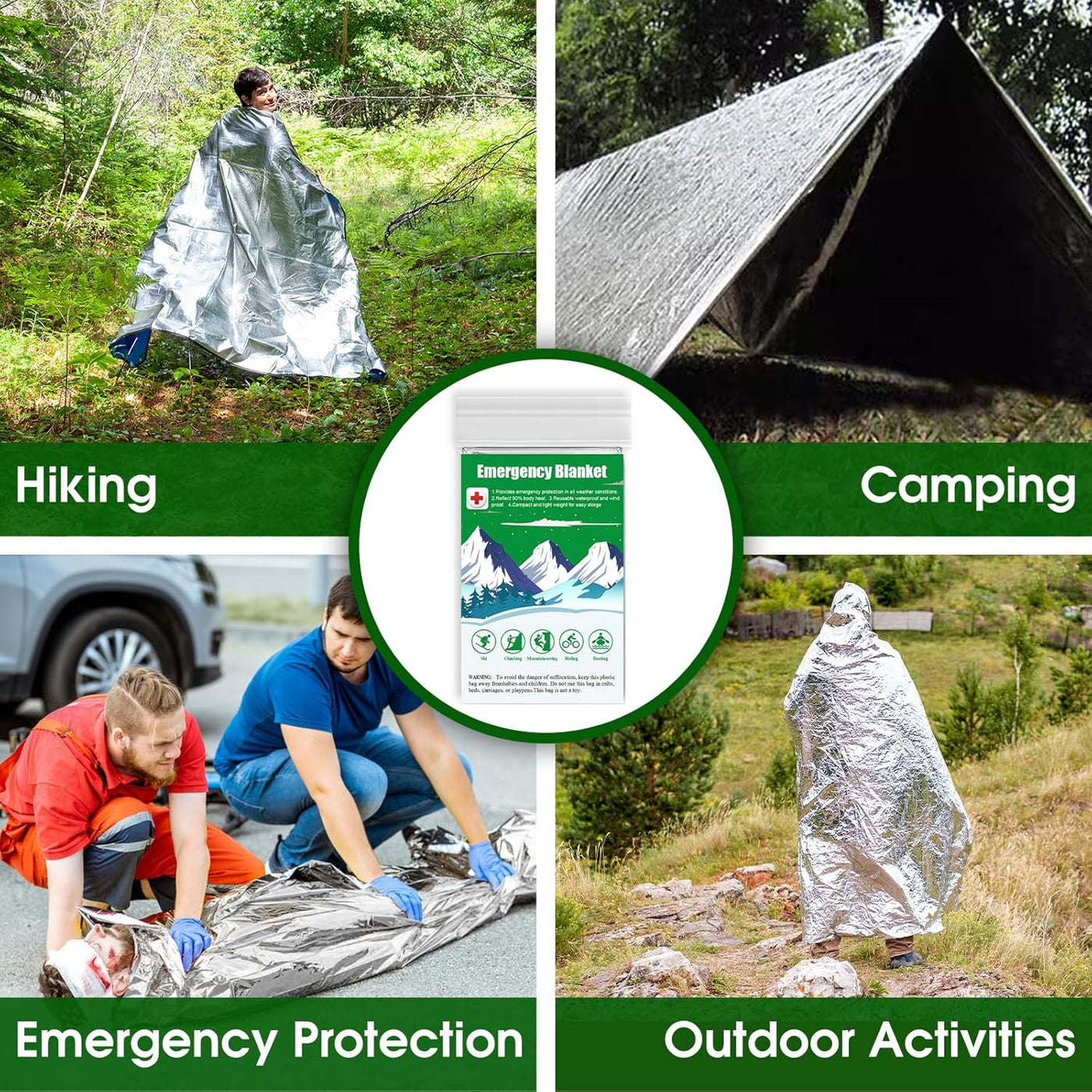 Mylar Emergency Blanket -  Survival Thermal Space Blanket Waterproof & Windproof