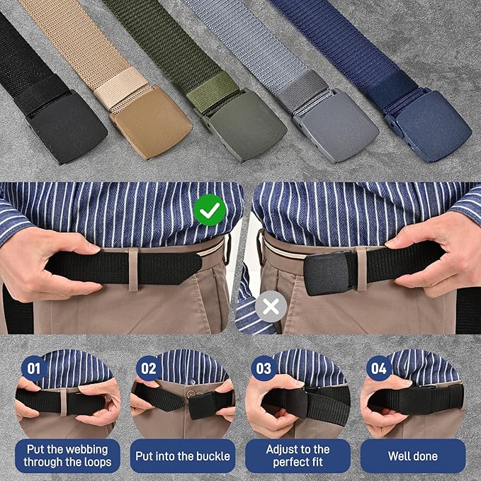 Mens Heavy Duty Canvas Belts with Breathable Webbing