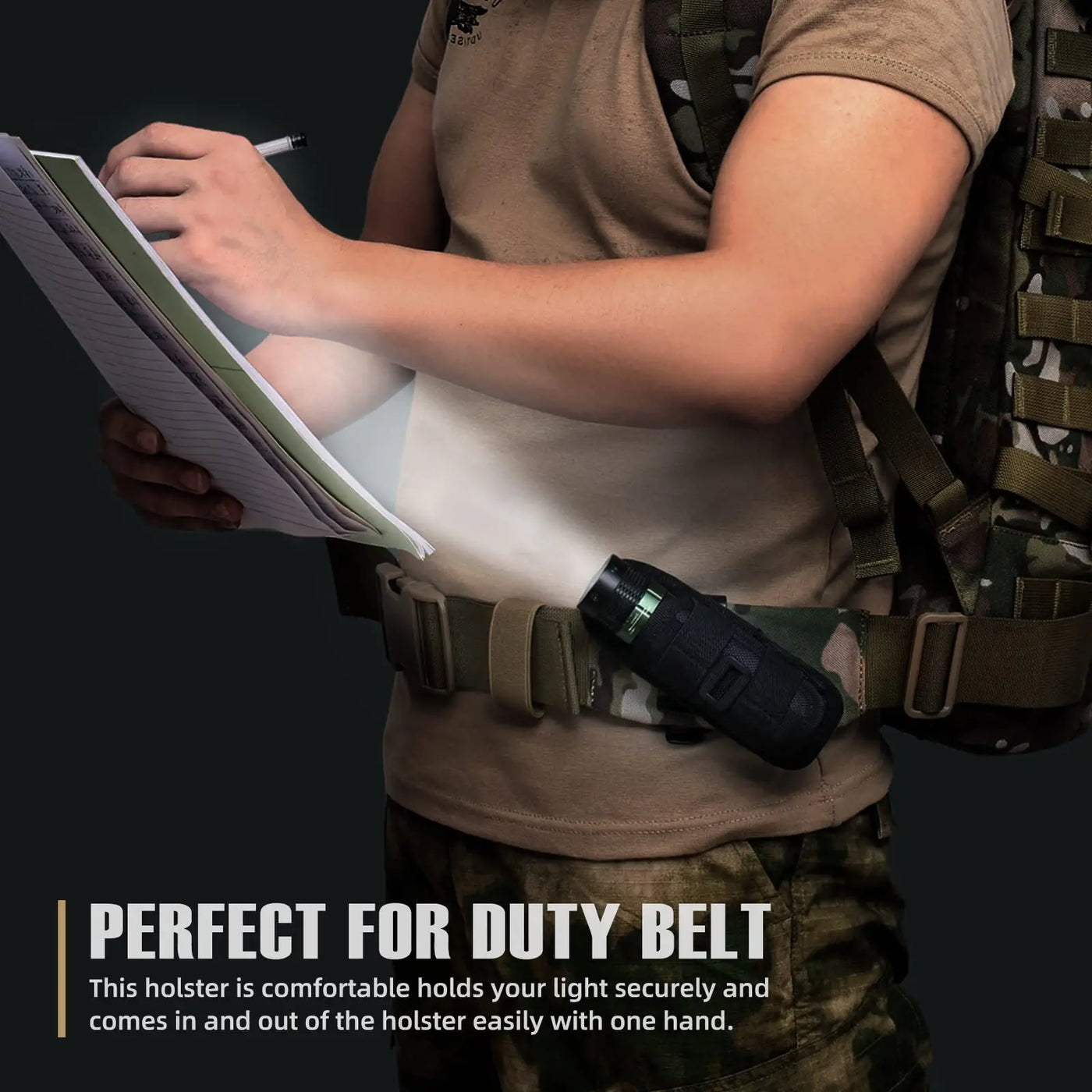 Tactical Flashlight Pouch with 360° Rotatable Belt Clip Holster