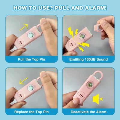 Self Defense Alarm Keychain – 130dB Rechargeable Personal Safety Alarm with LED Light & Carabiner