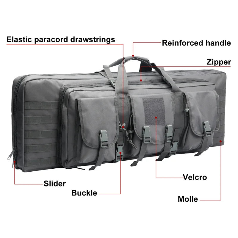 Tactical Double Rifle Bag - Molle Rifle Case for Sniper, Airsoft & Hunting Gear