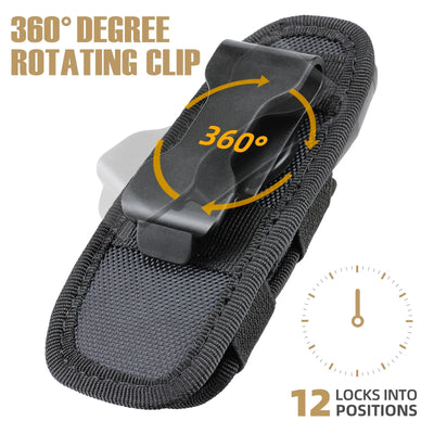 Tactical Flashlight Pouch with 360° Rotatable Belt Clip Holster