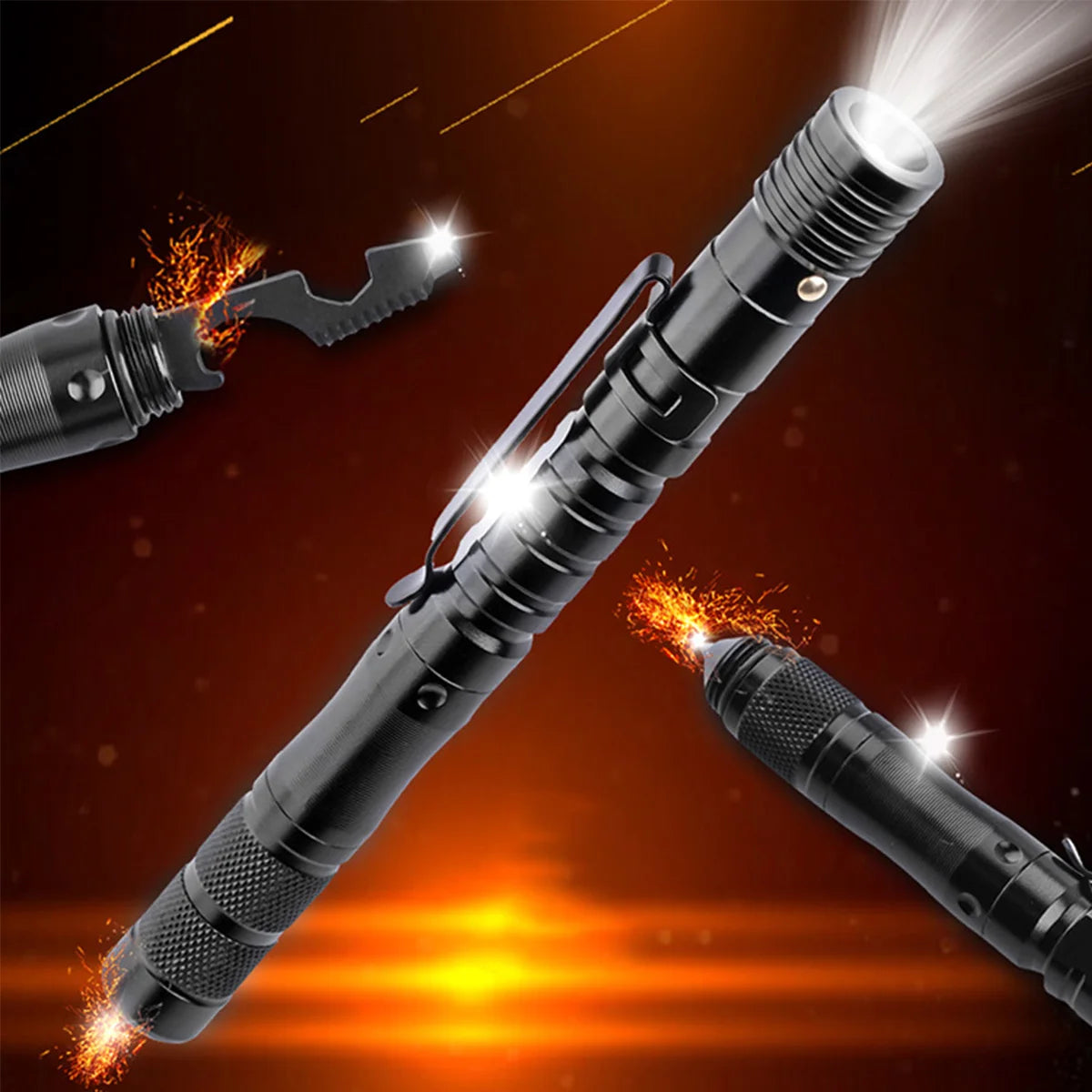 MilitaryKart Stealth Talon - The Most Loaded 12 in 1 Tactical Pen with Flashlight and Glass Breaker