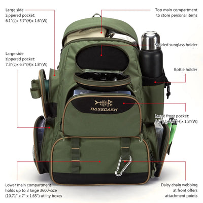 Tactical Fishing Backpack – Lightweight Tackle Box Bag with Storage