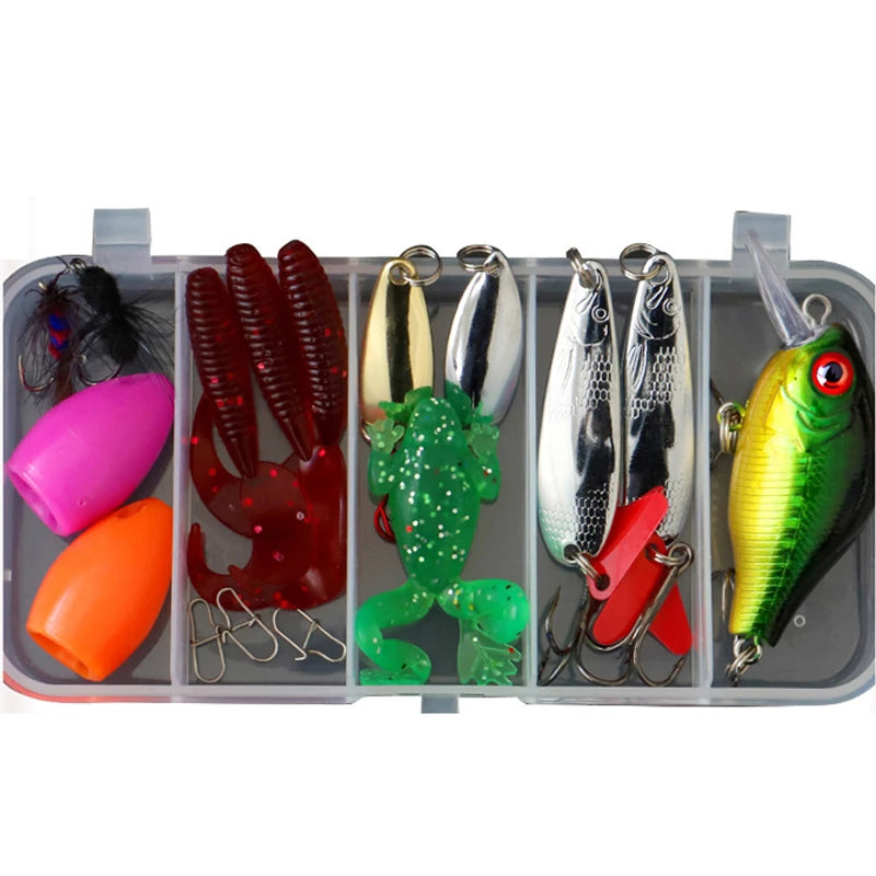 All-in-One Fishing Lure Kit – Hard Artificial Lures, Soft Baits, Metal Jigs & Tackle Box