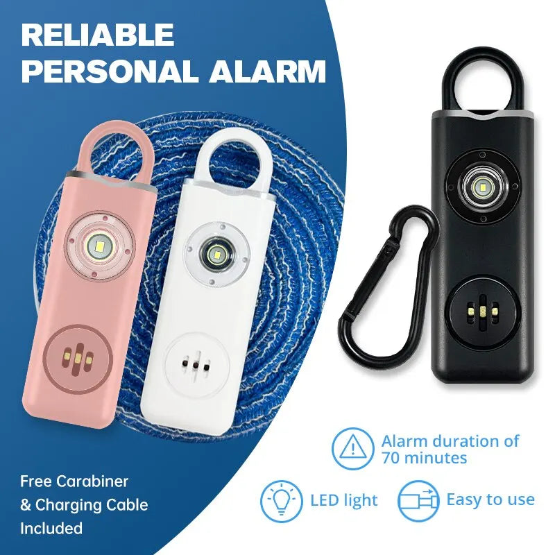 Self Defense Alarm Keychain – 130dB Rechargeable Personal Safety Alarm with LED Light & Carabiner