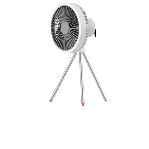 Portable Rechargeable Camping Fan with Light & Tripod – Foldable Outdoor Desk Fan