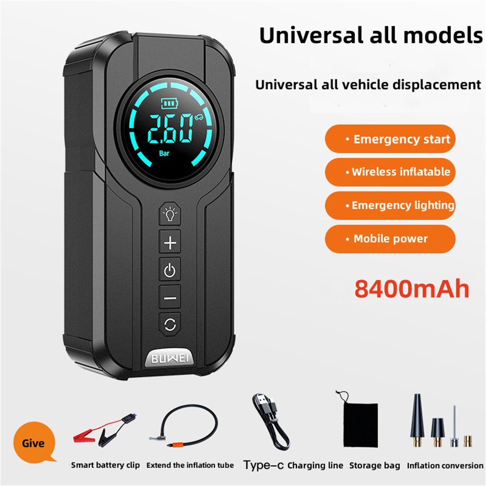 4 In 1 Car Jump Starter with Air Compressor and USB Power Bank