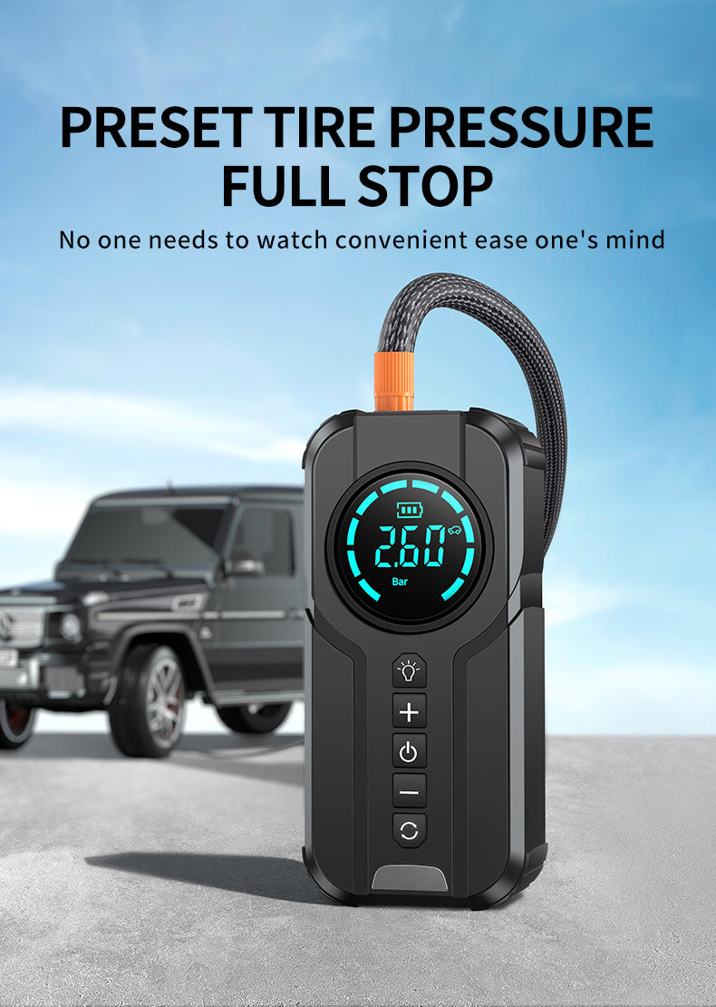 4 In 1 Car Jump Starter with Air Compressor and USB Power Bank