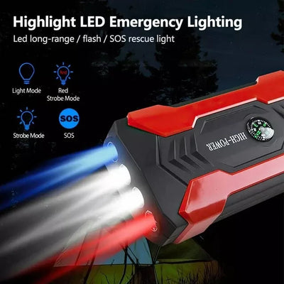 Portable Car Battery Jump Starter with Power Bank and Emergency Flashlight