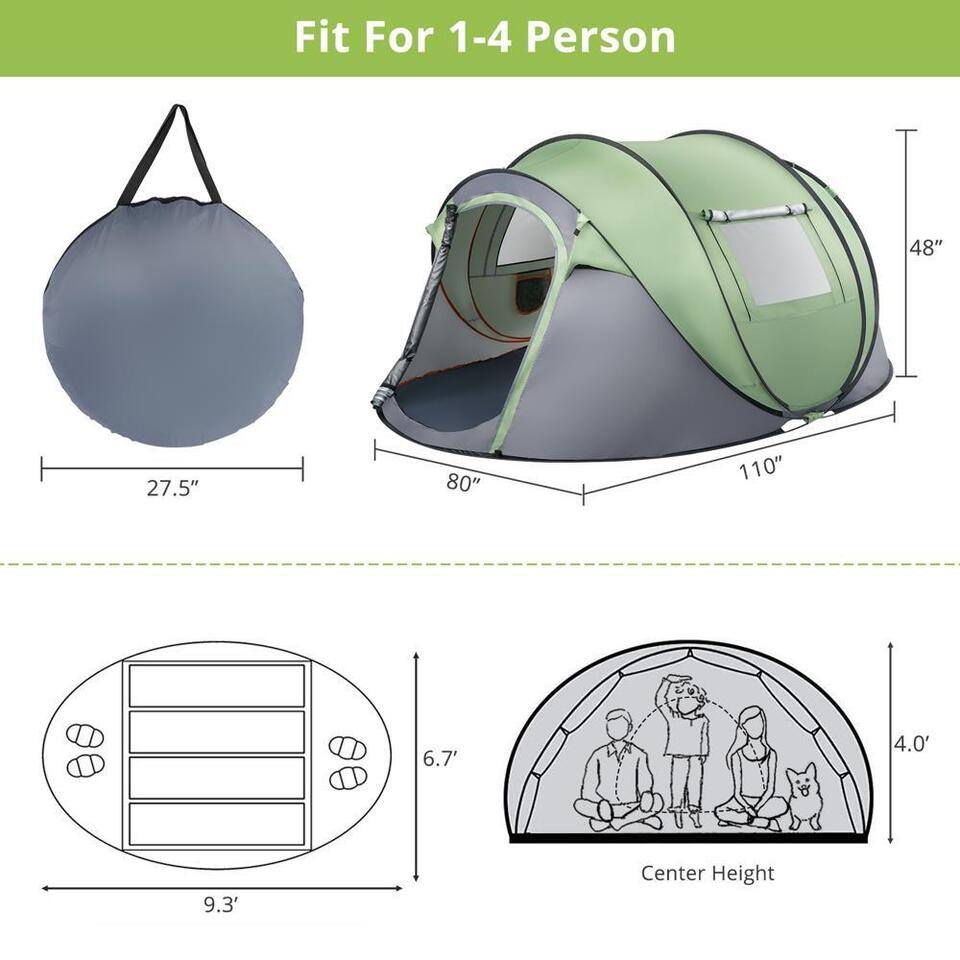 4 man waterproof pop up tent 4 Person Pop-Up Camping Tent – Waterproof Instant Setup Family Tent| MilitaryKart