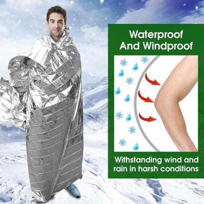 Mylar Emergency Blanket -  Survival Thermal Space Blanket Waterproof & Windproof