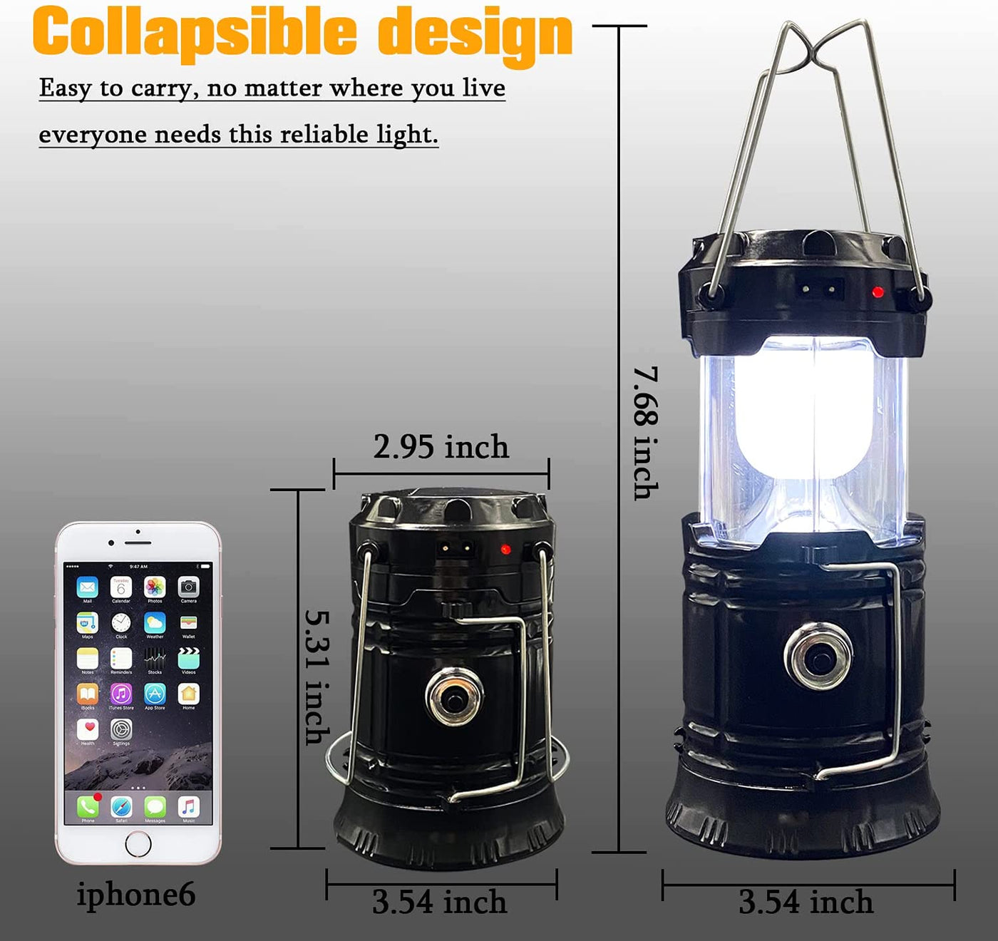 Led Collapsible Portable Solar Dc Rechargeable Lantern Flashlight  Waterproof Survival Lights For Camping Hurricanes Emergencies Power Outages  Homes In