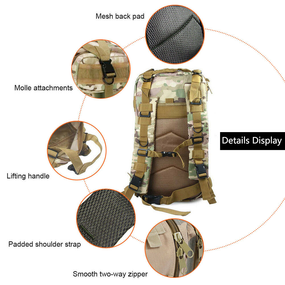 30L Military Tactical Backpack – Waterproof Outdoor Rucksack for Camping &  Survival