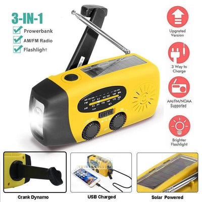 Portable Emergency Radio – Hand Crank, Self Powered, AM/FM/NOAA Weather Solar Radio