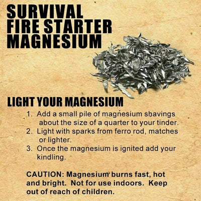 Magnesium 10 Bags Shavings for Emergency Fire Starting