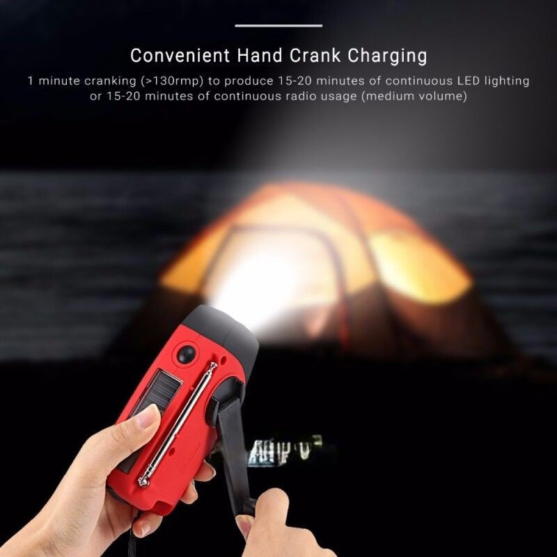 Portable Emergency Radio – Hand Crank, Self Powered, AM/FM/NOAA Weather Solar Radio