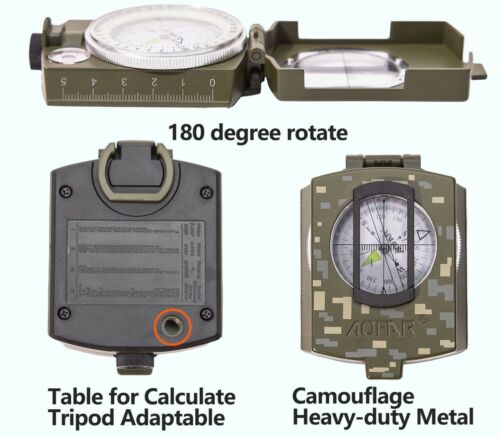 Rotatable Compass Card Military Sighting Compass | Metal Compass with Pouch | MilitaryKart